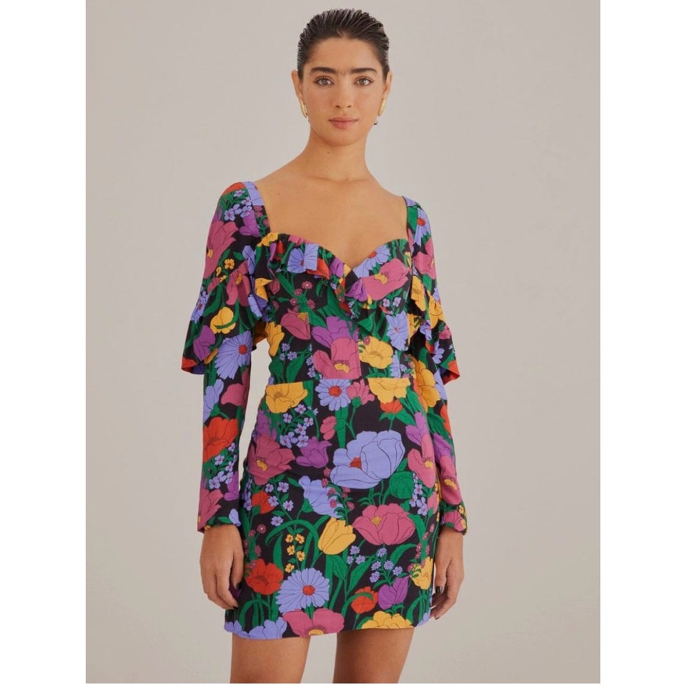 FARM Rio Colorful Floral Long Sleeve Dress - Picture 1 of 16